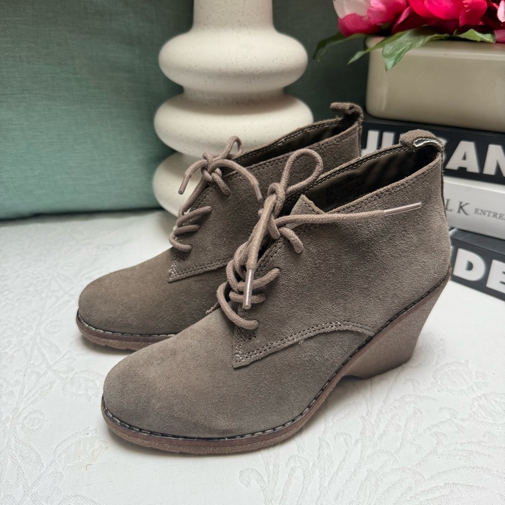 White Mountain Taupe Wedge Booties
